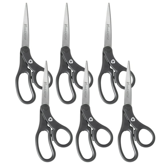 Westcott KleenEarth Basic 8" Scissors, Bent, Pack of 6