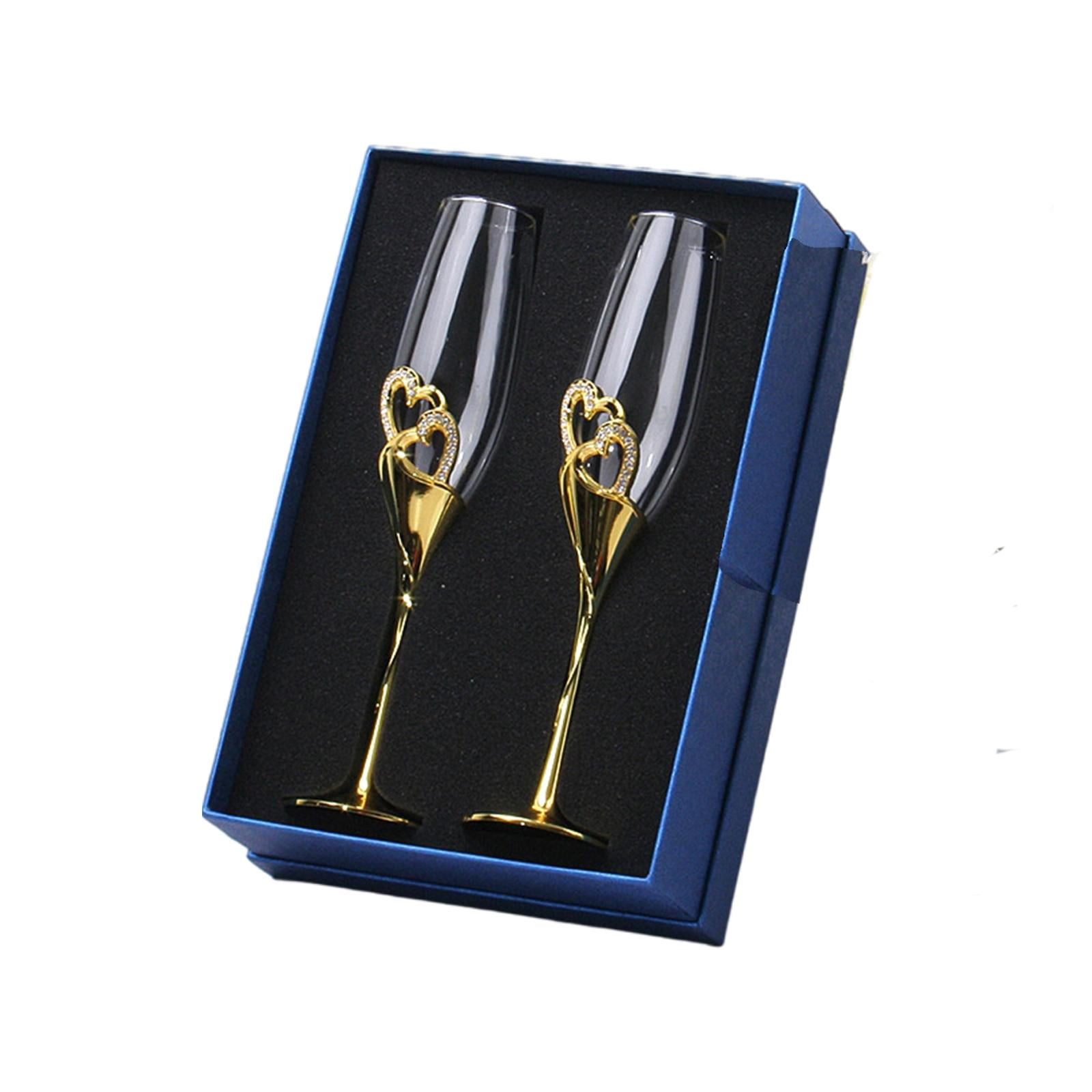 Lot De 2 Flûtes à Champagne Élégantes Nœud Rose – Verres Raffinés Modernes Pour Mariage, Anniversaire, Noël Ou Cadeau Romantique
