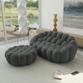 thumbnail image 4 of Sodrens 79.53" Bubble Couch with Single Seat,Modern Upholstered Mesh Fabric Lazy Floor Sofa,3D Honeycomb Shape Bubble Sofa Curved Couch for Living Room,Office,Apartment,No-Assembly(Dark Grey), 4 of 7