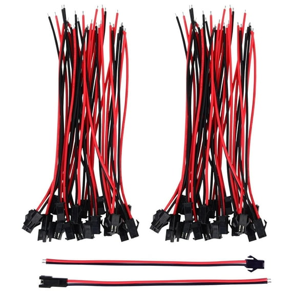 22 AWG JST SM 2 Pin Plug Male and Female Connector Adapter with 150 mm Electrical Cable Wire for LED Light, 20 Pairs
