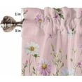 thumbnail image 5 of Flower Floral Kitchen Curtains Sets for Windows 24 Inch Length, Blue Pink Daisy Botanical Countryside Rod Pocket Window Treatments Tier Curtains and Valances Set for Bedroom/Bathroom, 5 of 6