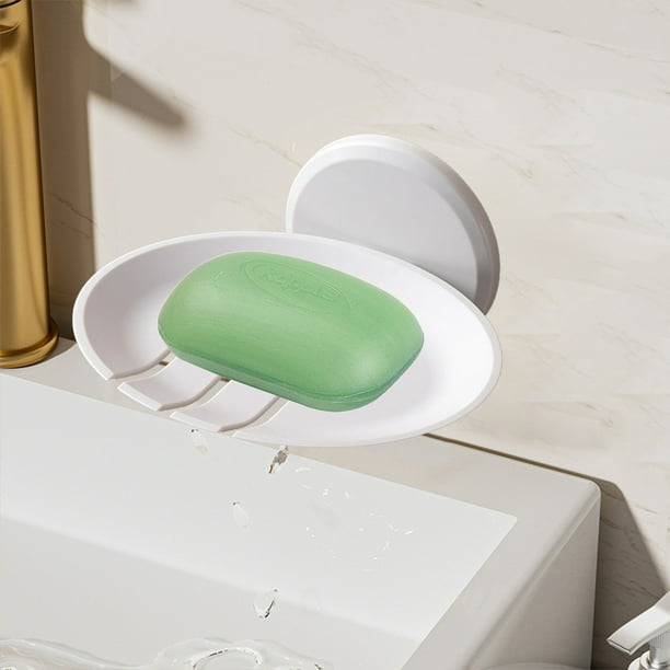 Soporte de jabón con drenaje | Bandeja jabonera portátil autodrenante para baño, cocina, ducha | Caja de almacenamiento en seco antideslizante, fácil de limpiar | Plástico | Blanco o Negro | Paquete