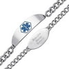 Personalized Stainless Steel Medical ID Engraved Blue Oval Bracelet