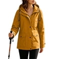 thumbnail image 3 of Women Casual Outdoor Jackets Plus Size Hooded Long Sleeve Solid Color Waterproof Jackets for Sports Hiking Casual Loose Windbreaker with Zippered Pockets, 3 of 10