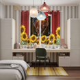 thumbnail image 6 of Curtains 63 Inch Length 2 Panels, Chicken Sunflowers Grommets Window Treatment Curtain, Country Farm Animal Red Wooden Grain Thermal Curtains Drapes for Living Room/Bathroom, 6 of 9