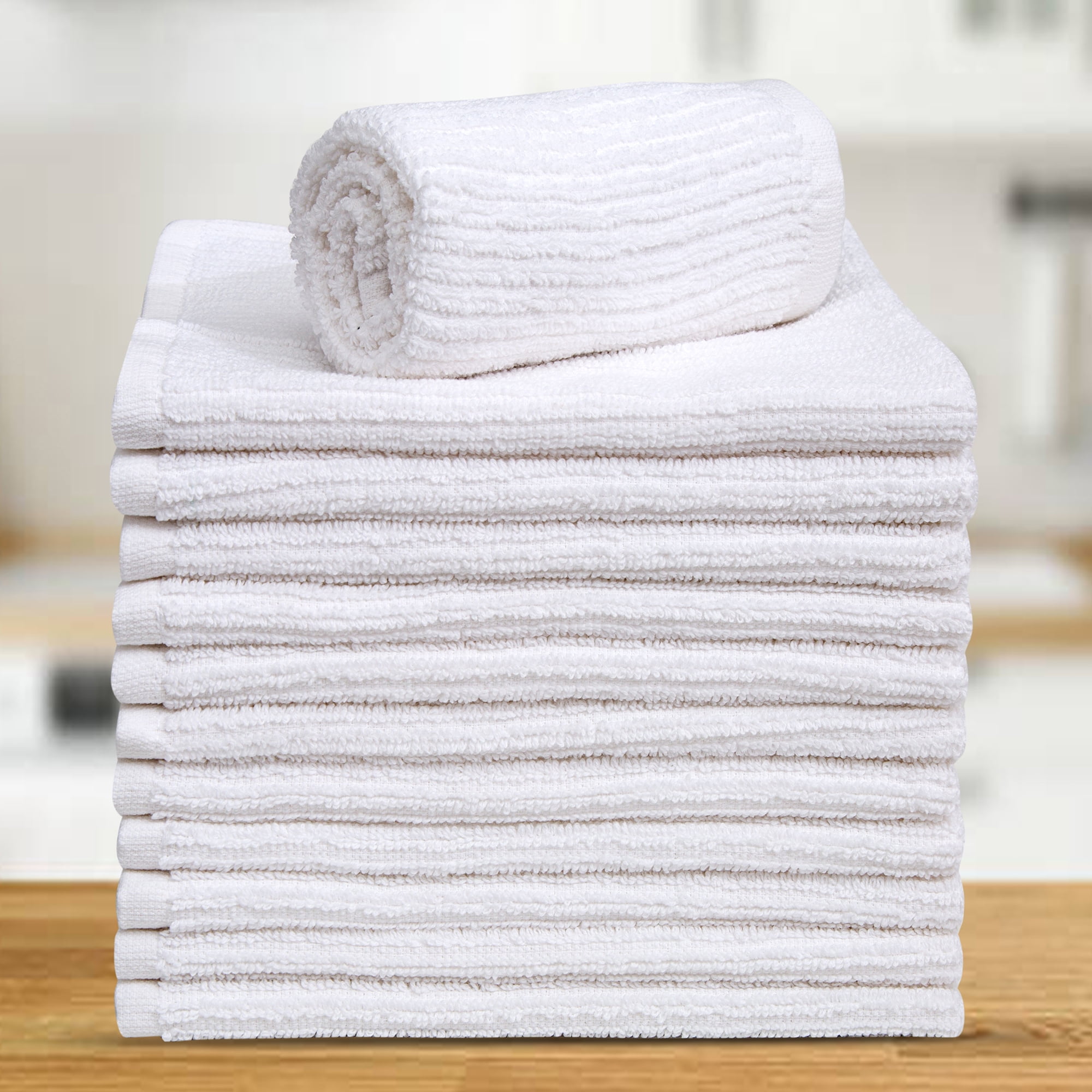 Kitchen Towels, 100% Cotton, Absorbent Rags for Cleaning Counter Top, Hand  Drying Dishes - Thick, Soft, Durable, Reusable, Dry Barmops 16” x 19”
