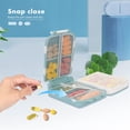 thumbnail image 4 of Organizador de pastillas de viaje, organizador de pastillas diario de diseño plegable en tres, pastillero para el bolsillo del bolso para guardar vitaminas, azul claro de bacalao, 4 of 5