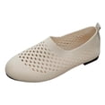 thumbnail image 5 of Rokment Mesh Slip on Penny Loafers Walking Shoes for Women 2026 Spring Summer Breathable Comfortable Hollow out Casual Driving Dress Flat Beach Travel Beige Size 6.5, 5 of 6
