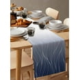 thumbnail image 6 of Navy Blue Ombre Lines Burlap-Cotton Table Runner 72 Inches Long,Simple Blue White Gradient Stripes Farmhouse Table Runners,Outdoor Dining Tablecloths Decor for Baby Shower Party Wedding 14x72, 6 of 9