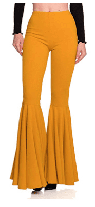 yellow flare trousers