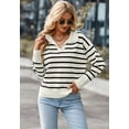 thumbnail image 1 of Suéter de punto a rayas con cuello en V para mujer, 1 of 7