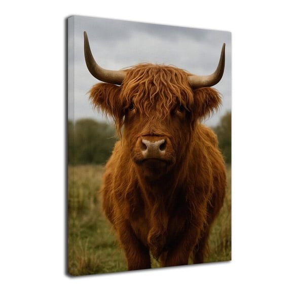 Highland Cow Canvas Prints Wall Art Decor Animals Cow Poster for Living Home Room Wall Decoration - 8x12 inches Framed