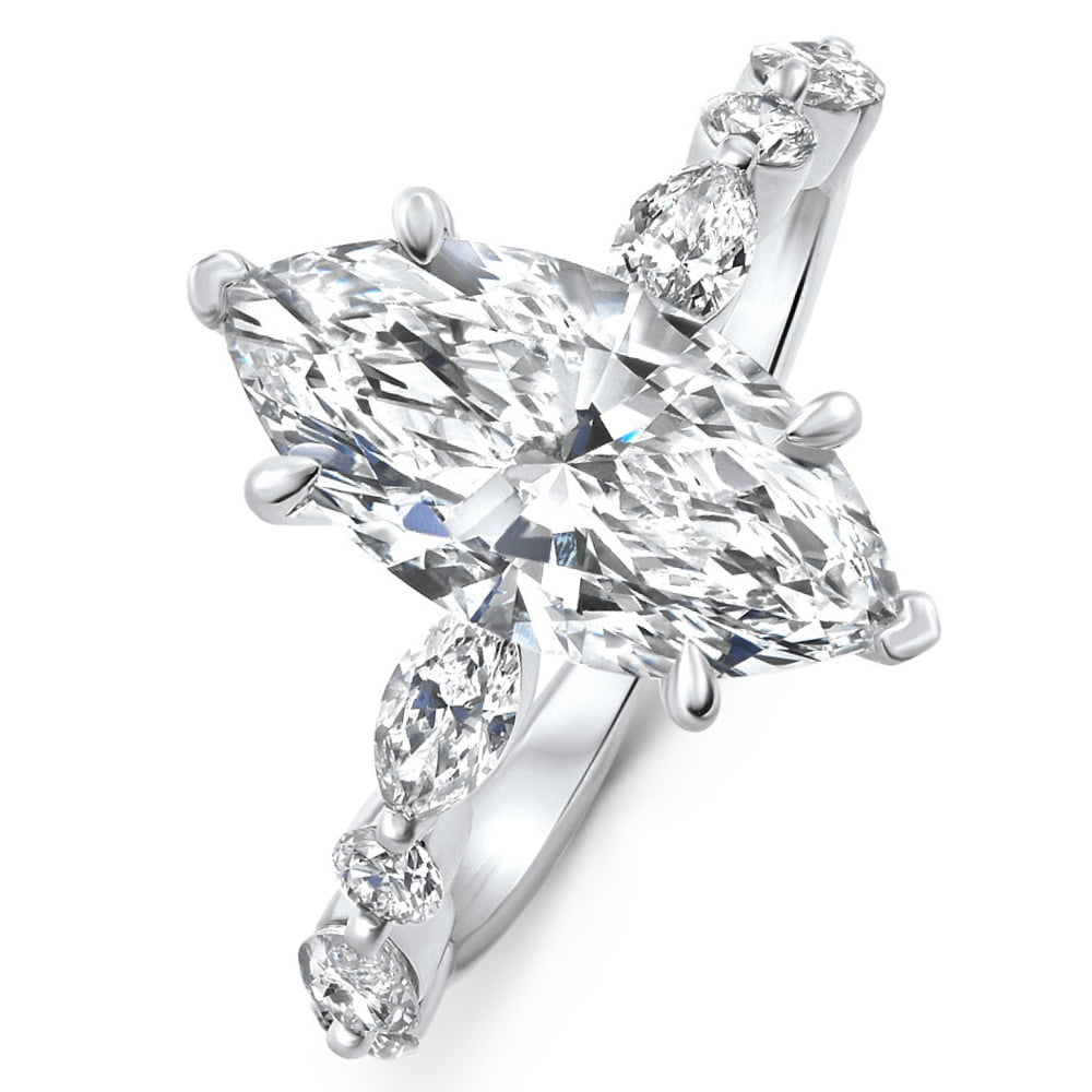Pompeii Certified 1.75-5.75Ct Marquise Diamond Engagement Ring 14k or Platinum Lab Grown