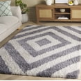 thumbnail image 2 of SAFAVIEH Portofino Dreda Geometric Shag Area Rug, Ivory/Grey, 4' x 6', 2 of 11