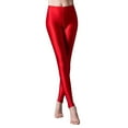 thumbnail image 4 of BOOMILK Leggings for Women Glossy Casual High Waisted Elastic Yoga Pants Wearing Slim Fitting 9 Point Candy Colored Leggings Red, 4 of 4