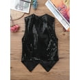 thumbnail image 4 of Alvivi Kids Boys Glittery Sequined Vest Hip-hop Jazz Dance Waistcoat Tops 7-14 Black 9-10, 4 of 7