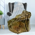 thumbnail image 4 of Beach Pathway Soft Flannel Fleece Blanket, Wooden Boardwalk in the Dunes Leading to the Sandy Beach the Path by the Sea, Cozy Plush for Indoor and Outdoor Use, 50" x 70", Multicolor, by Ambesonne, 4 of 5