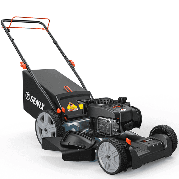 SENIX Self-Propelled Gas Lawn Mower 21in Cuttting Blade 22in Cutting Deck, 150 cc 4-Cycle Briggs & Stratton Engine Push Mower, 3-In-1, 6-Height Adjustment, 11-In Rear Wheels, LSSG-M1
