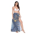 thumbnail image 2 of FORMRS Womens Long Sarong Beach Wrap Semi-Sheer Bikini Skirt Bathing Swimsuit Cover Up, Yellow Forest Pattern, 2 of 7
