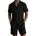 thumbnail image 2 of Gamivast Men's 2 Piece Short Set Textured Button Down Shirt and Shorts Breathable Summer Beach Outfit for Vacation Holiday Casual Daily Pool Wear Suit, 2 of 7