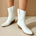 thumbnail image 7 of UngA Wide Calf Boots Women's Banana Knee High Boots Square Toe Block Heel Comfortable Low Heel Pull on Wide White,6, 7 of 7