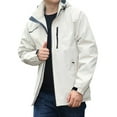 thumbnail image 4 of Frontwalk Wind Resistant Zipper Jacket Mens Rain Jacket Waterproof with Hooded Hiking Coat Lightweight Windbreaker, 4 of 7