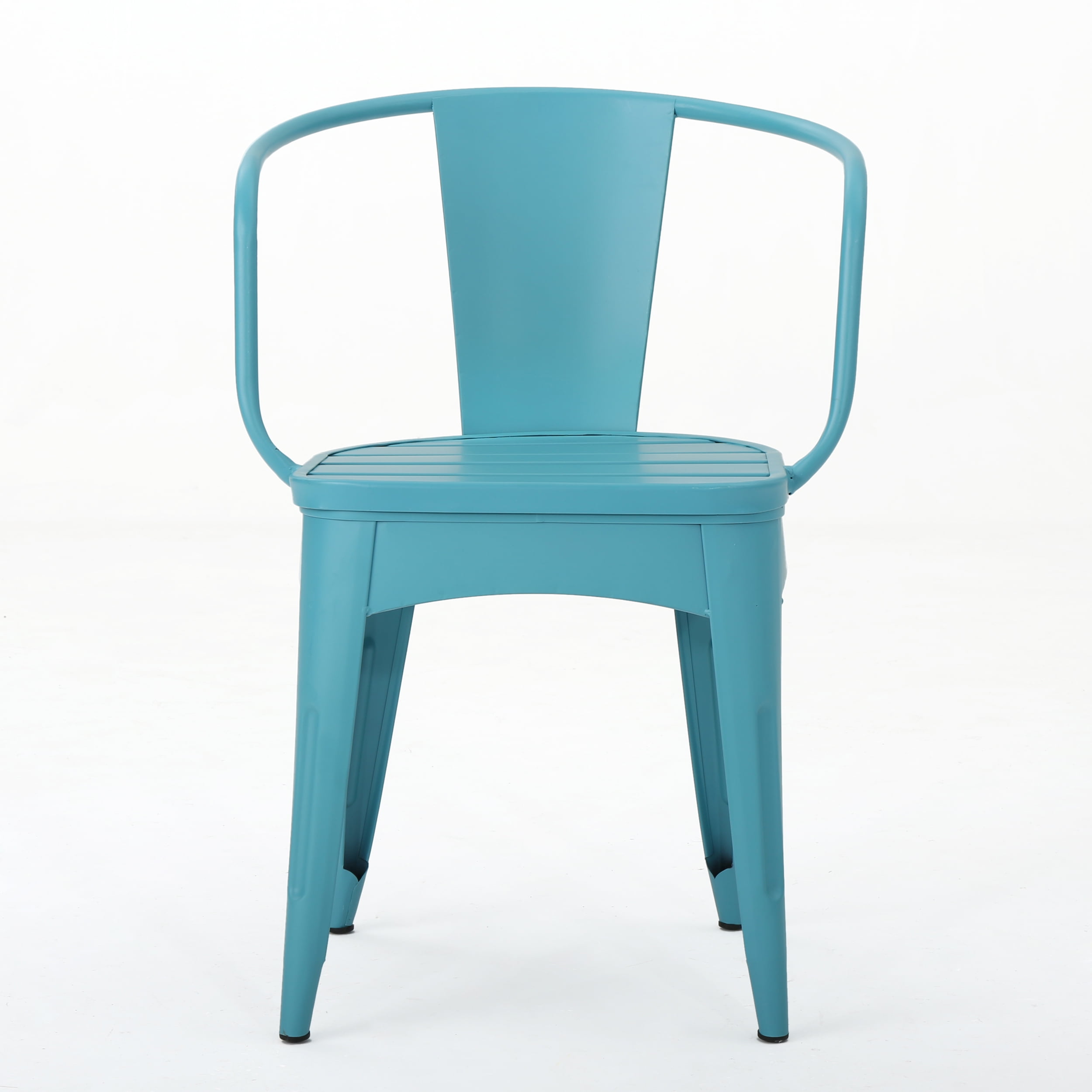 Outdoor 3 Piece Metal Frame Leisure Bistro Set, Combined Table and Chairs for Patio Garden, Mint Blue