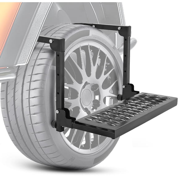 Nilight Folding Heavy Duty Tire Step for Truck, SUV and RV, Non-Slip Steel Surface, Adjustable to Fit Tire from 10” to 14” Rated up to 350 Lbs,Easy to Install and Adjust Black