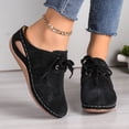 thumbnail image 2 of DeHolifer Summer Sandals for Women,Closed Toe Cutout Strap Lace Up Orthopedic Wide Width Slip On Slides Ladies Low Wedge Heel Casual Shoes, 2 of 8
