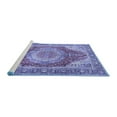 thumbnail image 2 of Ahgly Company Machine Washable Indoor Rectangle Medallion Blue Traditional Area Rugs, 2' x 4', 2 of 4
