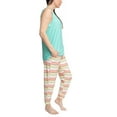MUK LUKS Tank and Jogger Pajama Set, Aqua/Multistripe, Large