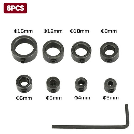 

7/8pcs Drill Bit Limit Ring With Small Wrench Drill Bit Positioning Ring Round Woodworking Screw Clamper Drill Bit Adjustment Accessories
