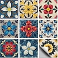 thumbnail image 1 of CHGCRAFT 36 Pcs 9 Styles Artistic Flowers Patten Tile Sticker Geometric Relief Flowers Shapes Wall Tile Stickers Waterproof Self Adhesive Stick on Decals for Kitchen Bathroom Wall Art 4×4 Inch, 1 of 7