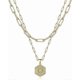 thumbnail image 1 of Dainty Layered Initial Necklaces for Women Trendy, 14K Real Gold Plated Paperclip Chain Necklace Cute Hexagon Letter Pendant Initial Choker Necklace G, 1 of 4