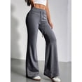 thumbnail image 5 of Women'S Wide Waistband Sweatpants Trendy Baggy High Waisted Casual Trousers Flare Leg Pant Dark Gray L, 5 of 6