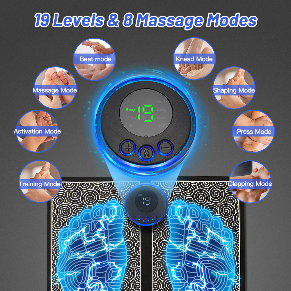 Ems Foot Massager Usb Rechargeable Electric Foot Stimulator Massager6 Modes 9 Intensity