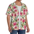 thumbnail image 2 of Pofeuu Rose Flowers Print Mens Casual Short Sleeve Shirts Beach Summer Spread Collar Pocket Tops Men's Casual Short-sleeved Shirt-X-Large, 2 of 5