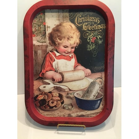 Adorable Vintage Style Child Cookie Tin Tray (Best Christmas Cookie Trays)