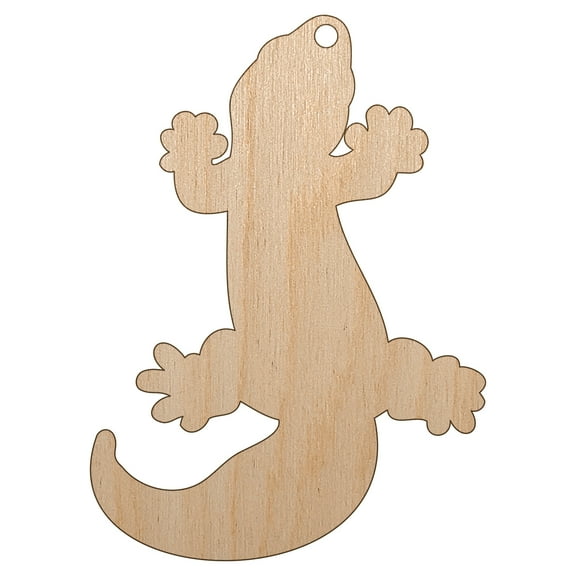 Chubby Leopard Gecko Lizard Wood Holiday Christmas Tree Ornament Unfinished DIY Pre-Drilled Craft
