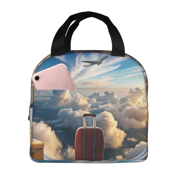 Disketp Sunset Airplane Travel View Bolsa Térmica para Almuerzo para Hombre y Mujer, Ideal para Trabajo, Senderismo y Picnic