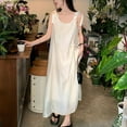 thumbnail image 5 of Fengqque Women's Summer Maxi Dress Round Neck Sleeveless Bohemian Spaghetti Strap Long Maxi Dress Beige L(L), 5 of 7