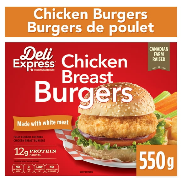 Burgers de poitrine de poulet Deli Express 550 g