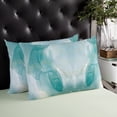 thumbnail image 3 of Ombre Turquoise Marble Throw Pillow Cover Case, Couch Sofa Bed Pillowcase, Soft Decorative Lumbar Pillow Protector, Yellow Lines Modern Boho Art 12x20Inch Reversible Pillow Shams with Zipper, 3 of 6