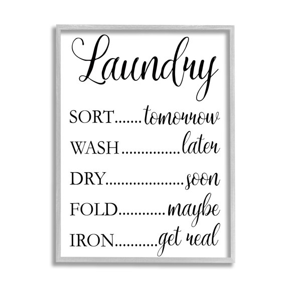 Stupell Industries Laundry Room Schedule Humorous Cleaning Priorities Inspirational Painting Gray Framed Art Print Wall Art, 11 x 14