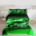 thumbnail image 2 of Manfei Speed Racing Car Full Size Comforter Sets 3-Piece for Teen Boys Men, Green Sports Car Bedding Comforter Set, Race Car Game Bedding Sets, Luxury Bedroom Decor, 2 of 8