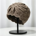 thumbnail image 2 of Vintage Artistic Lace Flower Hollow Out Turban Hat for Women Sweet Fashion Knitted Wool Hat Melon Skin Hat, 2 of 9