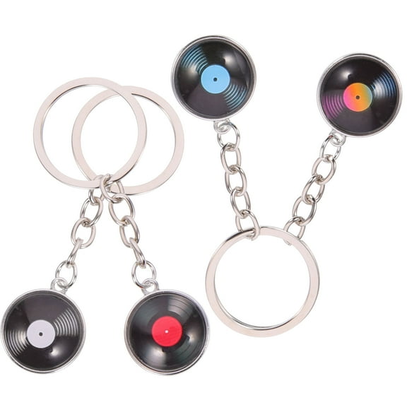Raindrops Creative Vinyl Record Keychain Durable Metal Bag Ornament 4Pcs