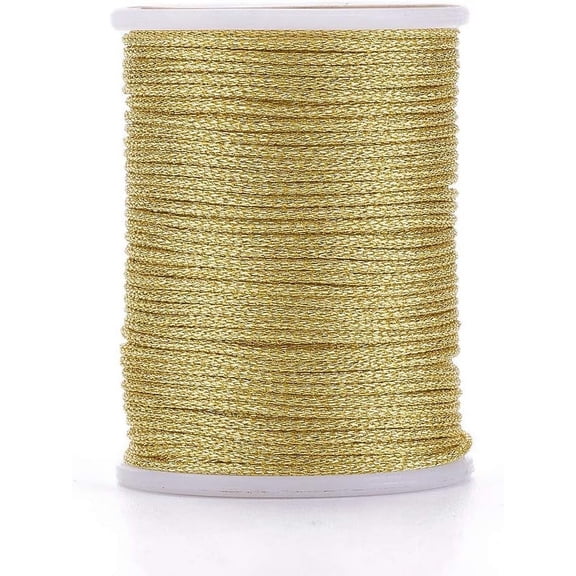 Polyester Cord with Metallic Cord golden 1mm 7.65 yards(7m)/roll