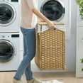 thumbnail image 2 of 140L (37 Gallon) Rolling Laundry Hamper with Lid, 3-Section Synthetic Rattan Laundry Basket Storage with Removable Liner, 26x13x26 Inches, 2 of 6