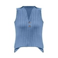 thumbnail image 2 of Tiqkatyck Tank Tops for Women Trendy Women's 2025 Spring New Chic V Neck Casual Sleeveless Solid Color Knitted Vest Women's Short Sleeve T Shirt Sleeveless Tunic Tops Summer Tops for Women Blue XL, 2 of 8